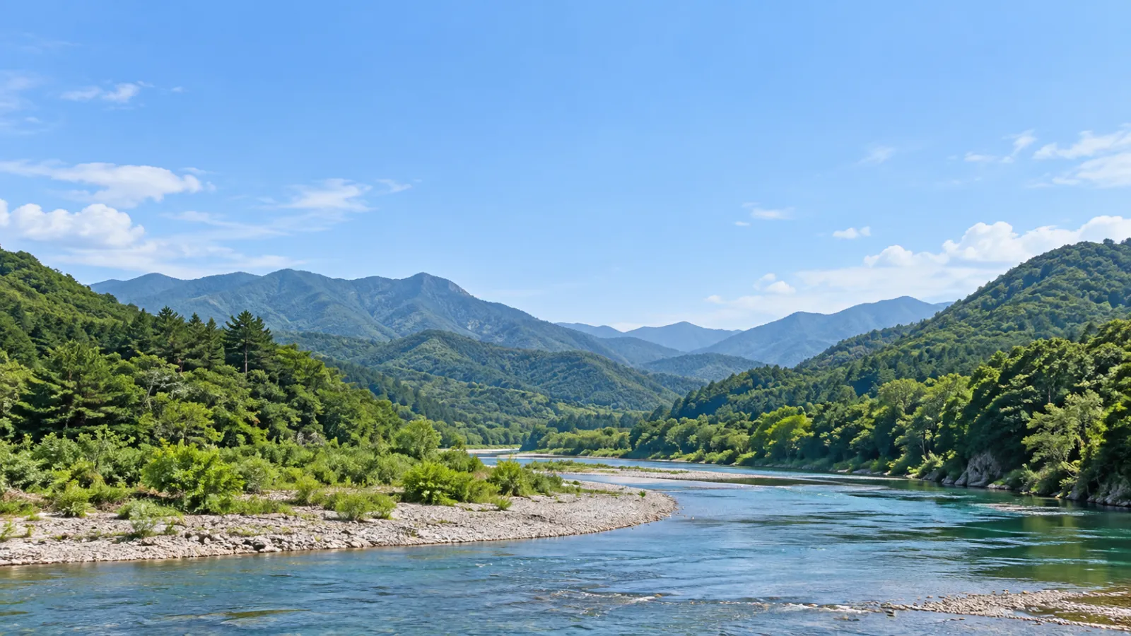 충청북도 영동군의 산림과 금강 상류 하천 지형을 참고해 만든 가상 풍경으로, 실제 장소를 촬영한 사진이 아닌 AI 생성 지역 분위기 이미지입니다.